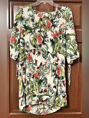 H&M tunic dress kimono beach cover size 10. Butterfly moth tropical!